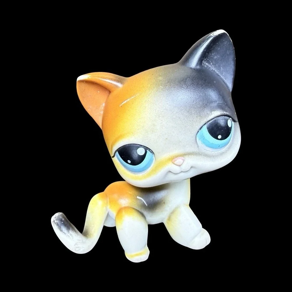 Littlest Pet Shop Authentic LPS 106 Shorthair Cat Orange Black Calico Blue Eyes